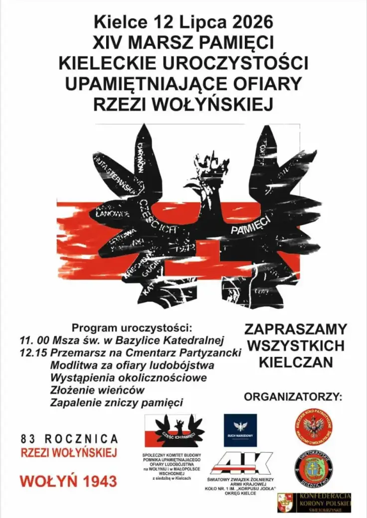 Kieleckie obchody 83. rocznicy ludobójstwa na Wołyniu - zdjęcie główne